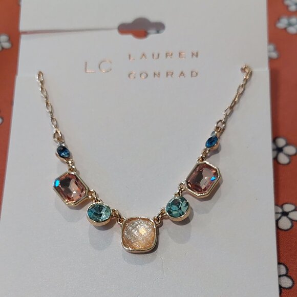 LC Laura Conrad Gold Tone Crystal & Simulated Multi-color Necklace & Earrings - Picture 3 of 10